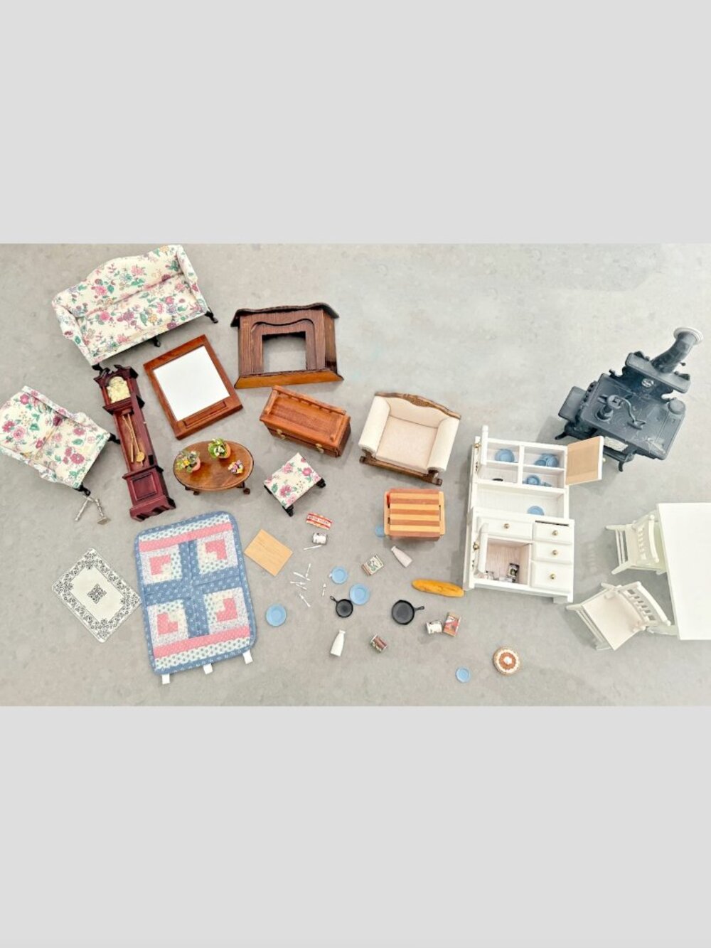Vintage Dollhouse 1:12 Miniature Furniture Accessories Lot Living Room Victorian
